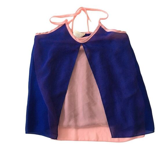 Kiddo spaghetti strap summer top in royal blue and peach - Picture 1 of 9
